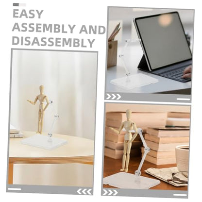 Yardwe Clear Figure Stand 2 Pack Action Figure Display Stand Base for Dolls Models and Collectibles Adjustable Angle Support Holder for Toy Display Easy Assembly