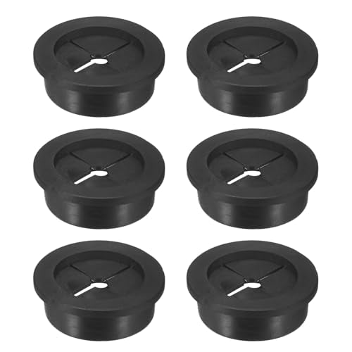 M METERXITY 6-Pack Rubber Grommets for Wiring 35mm Desk Grommet Double-Sided Flexible Cable Cord Grommet Desk Hole Cover for Cables/Wires Through Protection Cable Grommet [Black] - size: 35 mm