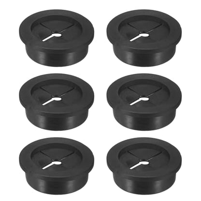M METERXITY 6-Pack Rubber Grommets for Wiring 35mm Desk Grommet Double-Sided Flexible Cable Cord Grommet Desk Hole Cover for Cables/Wires Through Protection Cable Grommet [Black] - size: 35 mm