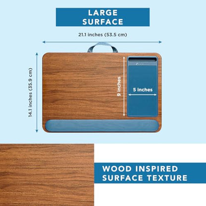 LAPGEAR Home Office Pro Lap Desk with Wrist Rest, Mouse Pad, and Phone Holder - Espresso Blue - Fits up to 15.6 Inch Laptops - Style No. 91622 - color: Espresso Blue, size: Home Office Pro W/Wrist Rest
