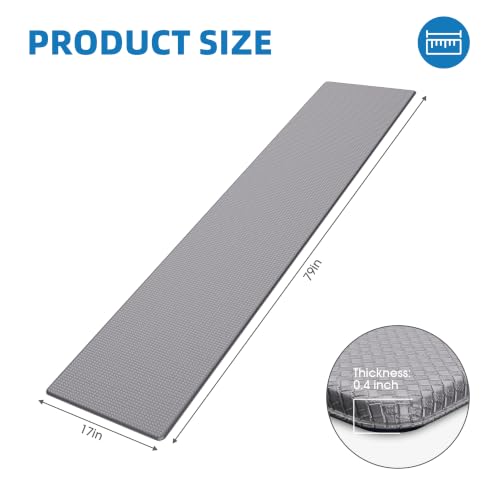 Kitchen Mats for Floor - 17"x79" Anti Fatigue Mats for Kitchen Floor - Non Slip Cushioned Rugs for Standing - Grey - color: Grey, size: 1pc: 17" x 79" x 0.4"
