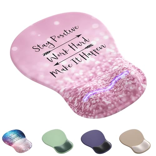 Ergonomic Mouse Pad with Wrist Rest,Cute Gel Mousepad Wrist Support - Small Mini Portable for Travel Mouse Pads for Desk Laptop,Computer,Office & Home Decor (Glitter Pink) - color: A-Glitter Pink