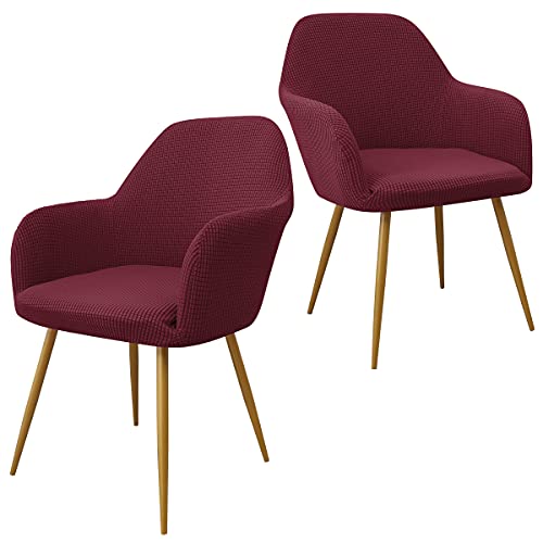 Yonus Dining Room Chair Slipcovers Parsons Chair Covers Sets Armchair Covers Removable Chair Protector Cover Seat Slipcovers for Living Room (2, Wine) - color: Wine, size: 2