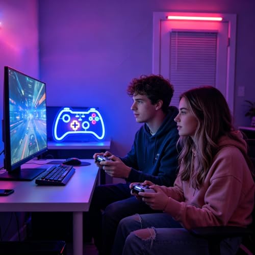 Gamer neon sign for teen boy room decor,Blue Neon Signs with USB and Dimmer switch,Gamer Neon Signs for wall decor,man cave,game room,kids,gift - size: gamer-blue
