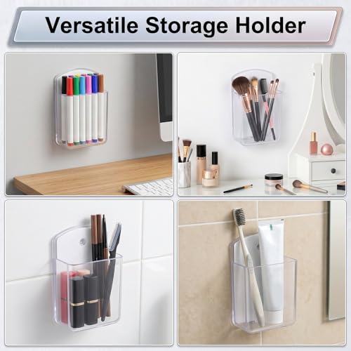 2 PCS Remote Control Holder Wall Mount, TV Remote Control Holder, Self Adhesive Pen Holder Organizers and Accessories for Home Office School (2, Clear) - color: Set of 2-Clear