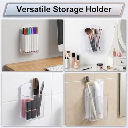 2 PCS Remote Control Holder Wall Mount, TV Remote Control Holder, Self Adhesive Pen Holder Organizers and Accessories for Home Office School (2, Clear) - color: Set of 2-Clear