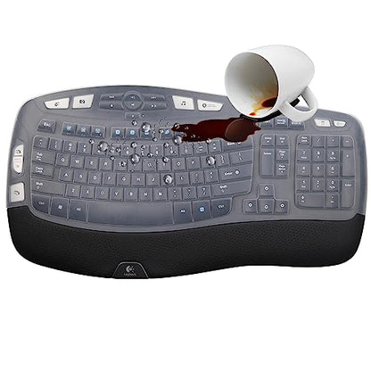 MUBUY Keyboard Cover for Logitech K350 Wireless Wave Keyboard & MK570 MK550 Wireless Wave, & K350 MK550 MK570 Keyboard Accessories Protective Skin-Clear - color: Clear