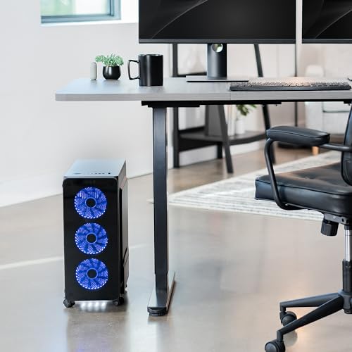 VIVO Computer Mid-Tower Case, CPU Steel Rolling Stand, Adjustable Mobile Cart Holder with Locking Caster Wheels, Black, CART-PC01 - style: Mid Tower Cart