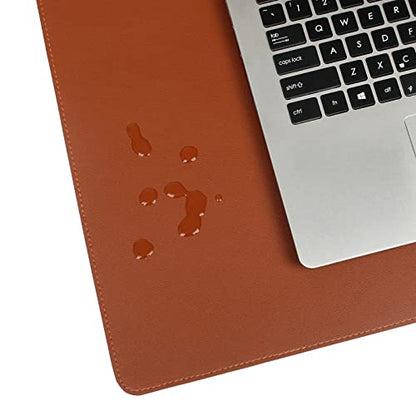 Desk Pad Blotter,Wolaile 36x17 in Large PU Leather Mouse Pad,Waterproof Non-Slip Writing Desktop Protector Mat,Office Desk Accessory,Brown - color: Brown