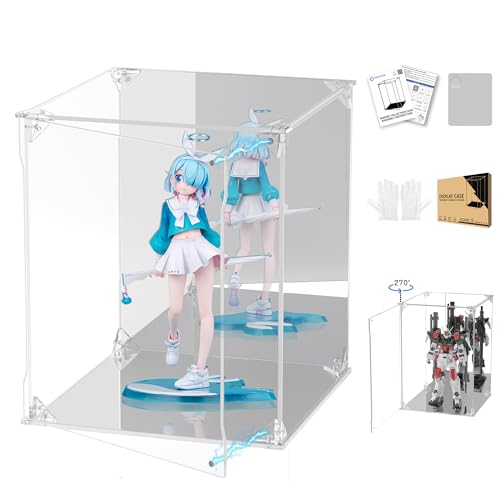 Clear Acrylic Display Case with Mirrored Back and Base, UV Protected Acrylic Box with Magnetic Door, Dustproof Display Box Showcase for Collectibles, Figures, Models, Toys (8x8x10inch) - size: 8x8x10 inch