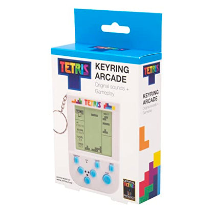 Tetris Keyring Handheld Arcade Game - Retro Mini Portable Handheld Tetris Game for Kids and Adults. Traditional Game Play with 15 Retro Gaming Levels Including Original Tetris Gameplay & Sounds.