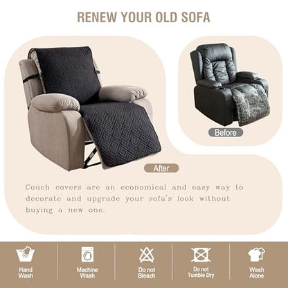 Genina Waterproof Oversized Recliner Chair Covers - 100% Protection, Non-Slip, Washable Recliner Slipcover for Larger Recliners, Kids & Pets Friendly【28'' /Black】 - color: Black, size: 28 in （Oversized 1 Seater）