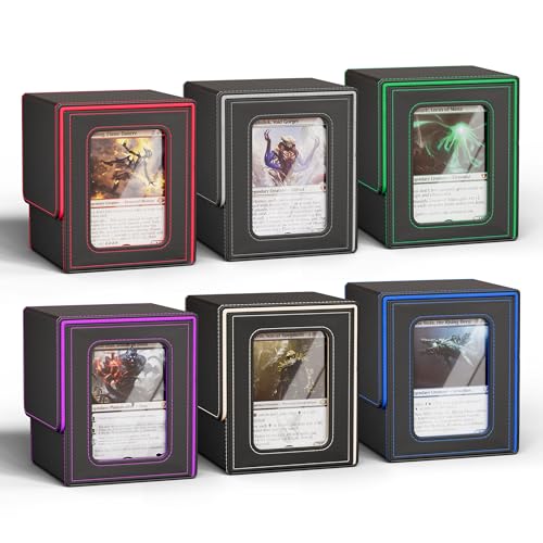 UAONO 6 Pack MTG Commander Deck Box, Independent Commander Display, Fits 600 Double-Sleeved Cards, Magnetic Deck Case for Magic the Gathering TCG, 12 Dividers & 6 Top Loaders (6 Color) - color: 6 Pack - 6 Colors