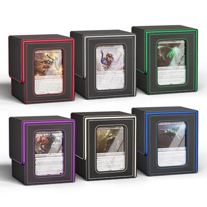 UAONO 6 Pack MTG Commander Deck Box, Independent Commander Display, Fits 600 Double-Sleeved Cards, Magnetic Deck Case for Magic the Gathering TCG, 12 Dividers & 6 Top Loaders (6 Color) - color: 6 Pack - 6 Colors