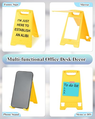 Funny Desk Shelf Decor, Here Establish Alibi Mini Desk Sign | Here Establish Alibi Sign, Funny Shelf Sign, Home Office Decor, Mini Desk Sign - style: Here To Establish An Alibi