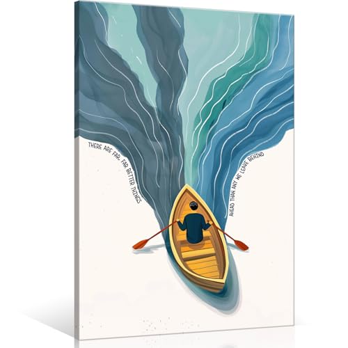 Rowboat Canvas Wall Art Mental Health Quote Posters Daily Affirmation Positive Print Painting, Uplifting Motivational Quotes Poster Inspirational Wall Decor Picture 16x24in Wood frame - color: Rowboat Wrapped Canvas, size: 16"L x 24"W