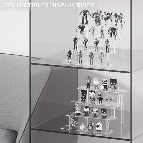 Acrylic Tiered Display Stand Shelf, 12”Perfume Stand Organizer, Large Acrylic Display Riser, Clear Pop Shelf for Perfume Cologne Makeup Dessert Collectibles Decoration (3 Pack)