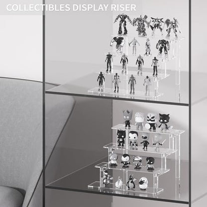 Acrylic Tiered Display Stand Shelf, 12”Perfume Stand Organizer, Large Acrylic Display Riser, Clear Pop Shelf for Perfume Cologne Makeup Dessert Collectibles Decoration (3 Pack)