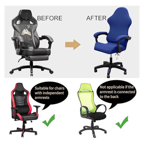 Gaming Chair Cover Set with Armrest Covers, Stretch Ruffled Slipcover for Racing Office Computer Reclining Chairs (Royal Blue) - color: Royal Blue