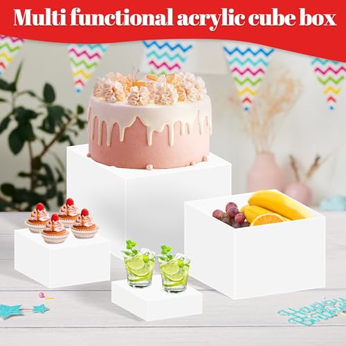6Pcs Buffet Risers,Food Risers for Buffet Table Display Stand Shelf for Party Catering Desset Jewelry Collectibles - color: White, size: 6pcs-5''6''7''8''9''10''