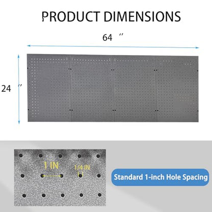 4 PCs Metal Pegboard Wall Panels Heavy Duty Peg Board Tool Organizer Board for Garage Factory, Tool Storage - size: 4 packs