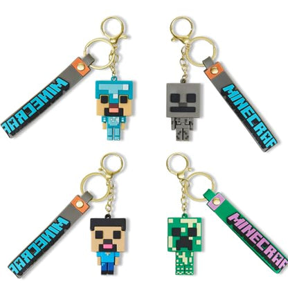 4 Pcs Pixel Keychains for Boys, Game Theme Pendant Keychains, Key ring Purse Backpack Key Accessories Wristlet
