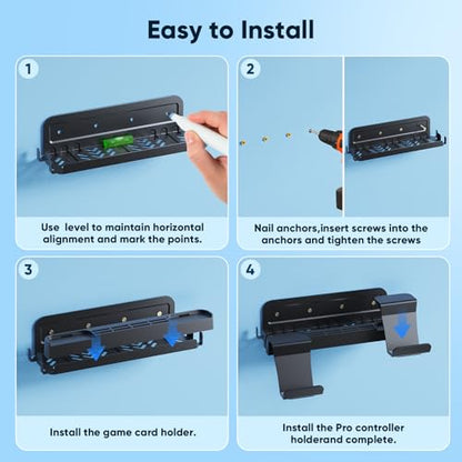 Metal Wall Mount for Nintendo Switch 2/1/OLED (Mount Behind TV)–Switch 2/Switch/OLED Organizer Shelf Stand with 10 Game Card Slots with Joycon Hanger Brackets *4 - size: For Switch 2/1/OLED