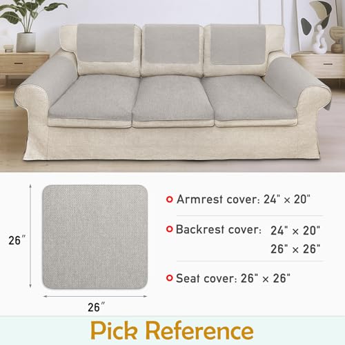 Couch Arm Covers, Waterproof Armrest Cover for Sofa, Loveseat, Armchair, Non-Slip Recliner Arm Cover, Sofa Arm Covers, Headrest Cover, Arm Chair Covers Set of 2 (Gray, 26"×26") - color: Grey, size: 26" x 26" - 2 pcs