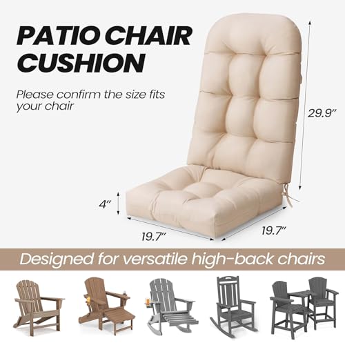 Crestlive Products Adirondack Chair Cushion, Outdoor Rocking Chair Cushion Water Resistant 50x20x4 Inch, High Back Thick Patio Replacement Cushion, Beige - color: Beige, size: 1