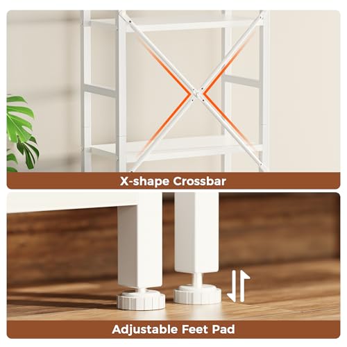 SUPERJARE Triple Bookshelf, Bookcase with 17 Open Display Shelves, Wide Book Shelf Book Case for Home & Office, 6 Tier, White - color: White, size: 6 Tier