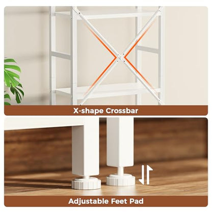 SUPERJARE Triple Bookshelf, Bookcase with 17 Open Display Shelves, Wide Book Shelf Book Case for Home & Office, 6 Tier, White - color: White, size: 6 Tier