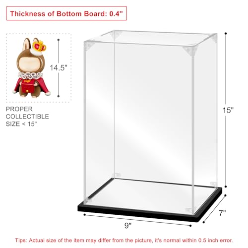 Acrylic Display Case, 9.8×7.8×15.8 Inch Clear Acrylic Display Box with Black Frame, Assemble Collectibles Display Case for Trophy, Action Figures, Dolls & Building Toys - size: 9.8*7.8*15.8inch