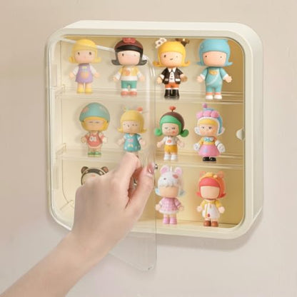 AVLA 2 Pack Display Case for Figures, 3 Tiers Clear Acrylic Doll Storage Box, Wall-Mounted Collectibles Display Stand, Minifigure Showcase with Magnetic Door for Mini Toys, Action Figures, Dust Proof