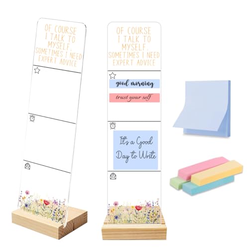 Sticky Note Holder Acrylic Monitor Memo Board Desk Organizers and Accessories Desk Decor Post It Note Holder with 200Pcs Sticky Notes Funny Sarcastic Office Positive Desk Sign - color: Advice