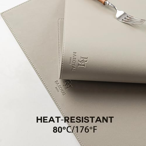Baroyal Faux Leather Placemats Set of 6 Vinyl Washable Wipeable Table Mats for Kitchen Dining Table Heat Resistant Waterproof Indoor/Outdoor Placemats Non-Slip Easy Clean Place Mats-Almond Birch - color: B-almond Birch