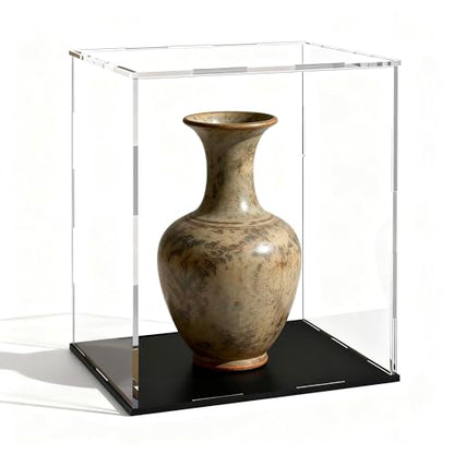 Acrylic Display Case, Clear Collectible Display Box with Matte Black Base, Dustproof Acrylic Showcase, Easy Self Assembly Storage Cases for Art Figurine, Trophy and Action Figures, 10 x 10 x 14 inch - size: 10 x 10 x 14 inch