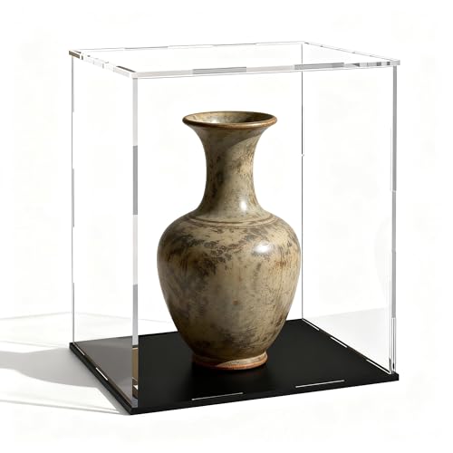 Acrylic Display Case, Clear Collectible Display Box with Matte Black Base, Dustproof Acrylic Showcase, Easy Self Assembly Storage Cases for Art Figurine, Trophy and Action Figures, 10 x 10 x 14 inch - size: 10 x 10 x 14 inch