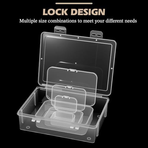 SATINIOR 24 Packs Small Clear Plastic Beads Storage Containers Box with Hinged Lid for Storage of Small Items, Crafts, Jewelry, Hardware(Multiple Sizes) - size: Multiple Sizes