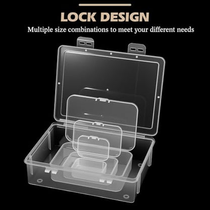 SATINIOR 24 Packs Small Clear Plastic Beads Storage Containers Box with Hinged Lid for Storage of Small Items, Crafts, Jewelry, Hardware(Multiple Sizes) - size: Multiple Sizes