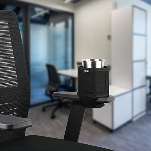 Cosmos Arm Chair Cup Holder Armrest Water Bottle Holder Drink Beverage Can Stand for Armrest Chair, Recliner, Gaming & Office Chairs, Foldable Felt Armchair Coaster Rack, Black Color