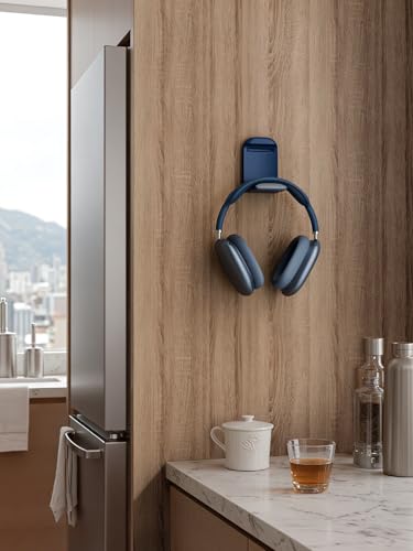 MAMUVIMO Headphone Stand, 2 Pack Headset Stand Foldable＆Sticky, Headphone Holder Hook Mount with Non-Slip Silicone, Adhesive Earphone Desk Hanger Clip Space-Saving for Airpods Max, All Earphones- Blue - color: Blue, size: 2 Pack