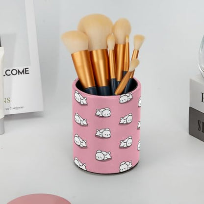 Cute Pink and Rabbit Pen Holder Pencil Organizer for Desk, 3.1” x 3.1” x 3.9” Pencil Cup Office Supplies, Large Capacity Cute Pen and Makeup Brush Holder for Home, School, Desktop - color: Cute Pink and Rabbit
