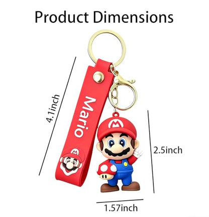 4Pcs Cute Keychains, Super Brothers Keychain, Cartoon Bag Charms Car Keys, Party Favors for Boys and Girls