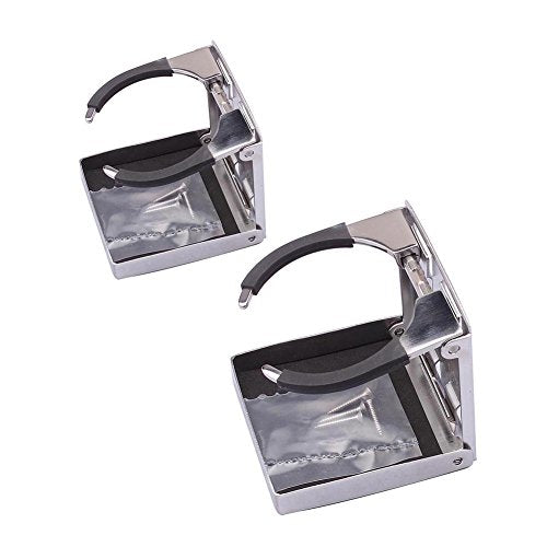 Stainless Steel Adjustable Folding Cup Drink Holders Marine/Boat/Caravan/car (Cup Holder (2pcs))