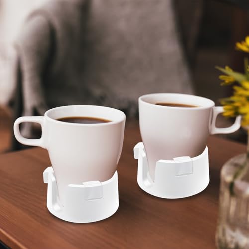 Bonsicoky Anti Spill Cup Holder - Adjustable Plastic Drink Holder - Adhesive Desk Cup Holder for Home Office Couch Table - White - color: White