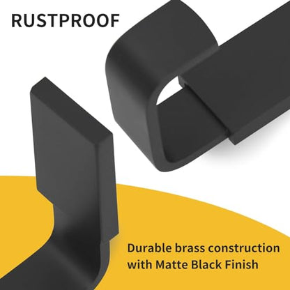 BESy Brass Clothes Hook Single Towel Hook for Bathroom Kitchen Garage Square Style Robe Hooks Coat Hooks Hat Hook, Wall Mounted with Screws, Four Packs, Matte Black - color: Matte Black, size: 4 Pack