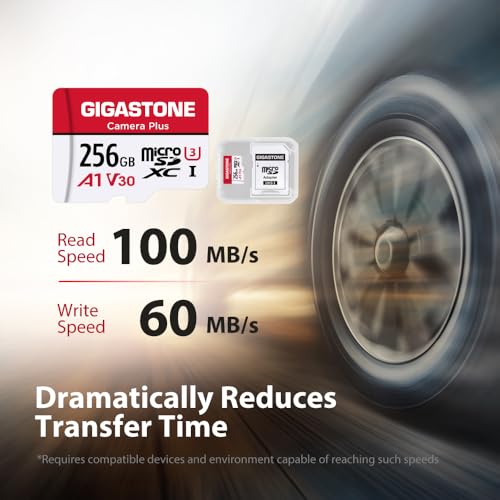 Gigastone 256GB Camera Plus Series Memory Card, Read Speed up to 100MB/s. Ideal for Full HD Video Gopro Drone Android Camera, A1 Micro SDXC Card with Mini Case and SD Adapter. - color: 256 GB