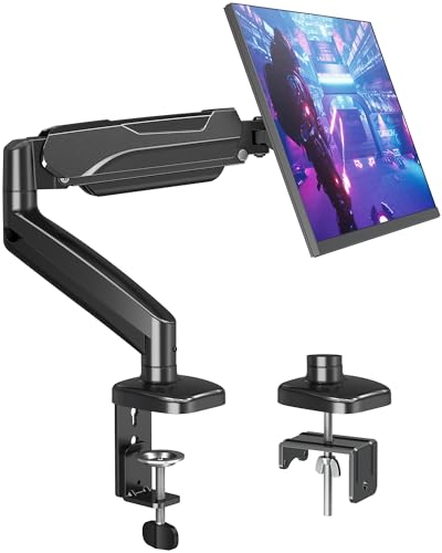 MOUNTUP Single Monitor Desk Mount Holds Screen up to 32 inch, Height Adjustable Monitor Arm, Full Motion Computer Monitors Stand with Clamp/Grommet Base, VESA Mounts Fit 4.4-17.6lbs Computer, Black - color: Black, size: Single