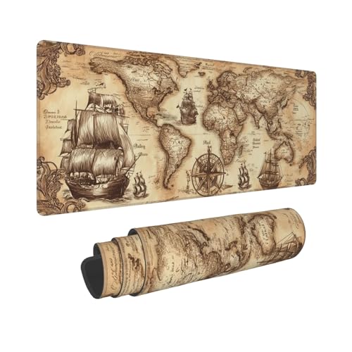Nautical Compass Mouse Pad Extended Large Gaming Mouse Pad XL Stitched Edges for Gamer Home Office 31.5 X 11.8 Inch - color: Nautical Compass