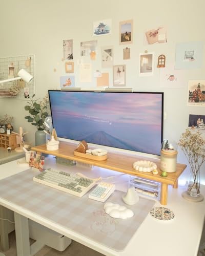 Bamboo Dual Monitor Shelf, Monitor Stand Riser with Underneath Storage for Desk Office Supplies, Supports Heavy TV up to 300 lbs, Natural - color: Natural
